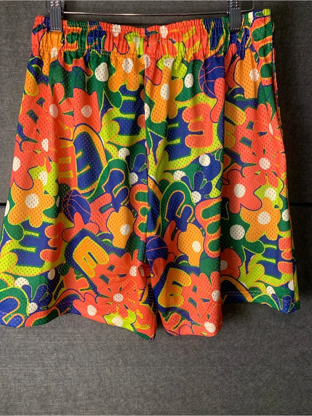 Eric Emanuel Floral Graphic Athletic Shorts - Green, Orange, Blue, Yellow
